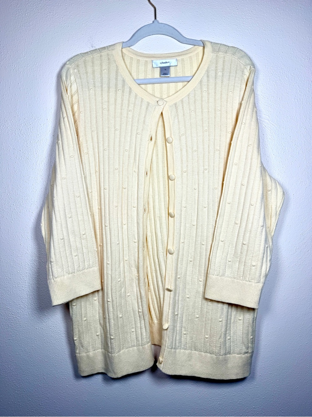 Cardigan Sweater 1X Butter Yellow Cottagecore Preppy Plus Button Front Coastal